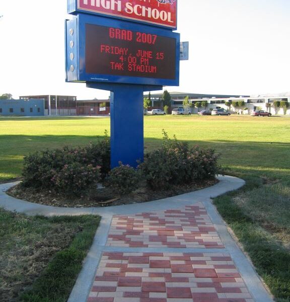 laser engraved brick installation school organization fundraiser