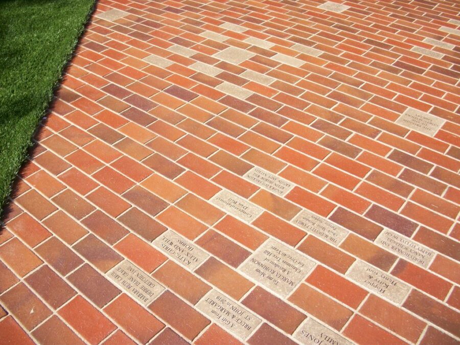 laser engraved brick installation fundraiser